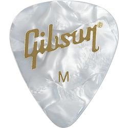 Foto van Gibson aprw12-74m plectrums pearloid white picks 12-pack medium