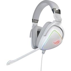 Foto van Asus rog delta over ear headset kabel gamen stereo wit ruisonderdrukking (microfoon) volumeregeling, microfoon uitschakelbaar (mute)