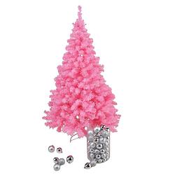 Foto van Kunst kerstboom/kunstboom roze 150 cm - kunstkerstboom