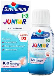 Foto van Davitamon junior 1-3 vloeibare vitamines framboos