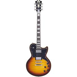 Foto van D'sangelico deluxe atlantic vintage sunburst elektrische gitaar met koffer