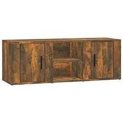 Foto van The living store mediakast gerookt eiken - 100x31.5x35 cm - stevig hout - met opbergruimte