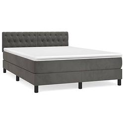 Foto van The living store boxspring bed donkergrijs 203x144x78/88 cm - fluweel - pocketvering matras - middelharde ondersteuning