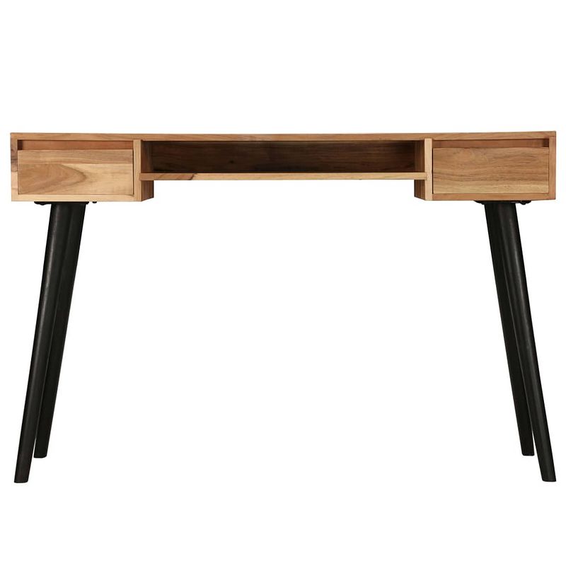 Foto van The living store houten schrijftafel - massief acaciahout - 118 x 45 x 76 cm - 2 lades en 1 schap