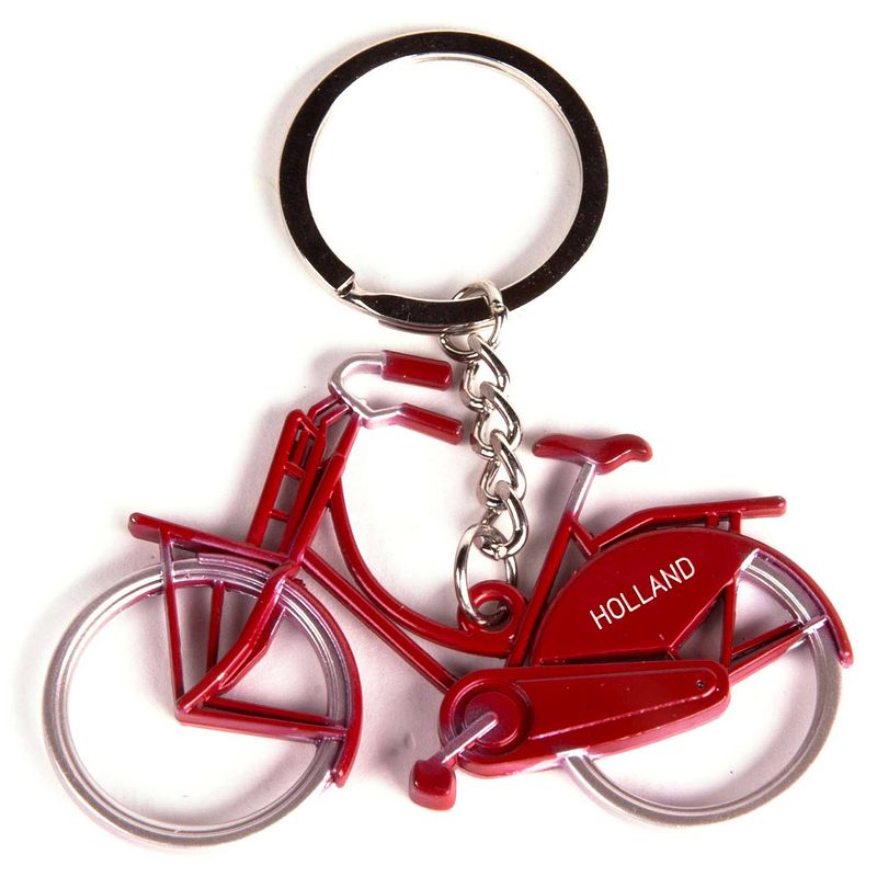 Foto van Matix sleutelhanger fiets holland 7 x 4 cm staal rood