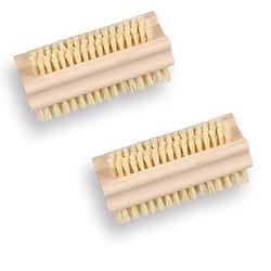 Foto van 2x houten nagelborstels dubbelzijdig 9,5 cm - nagelborstels
