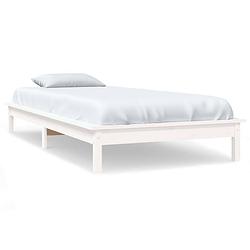 Foto van Vidaxl bedframe massief grenenhout wit 75x190 cm small single