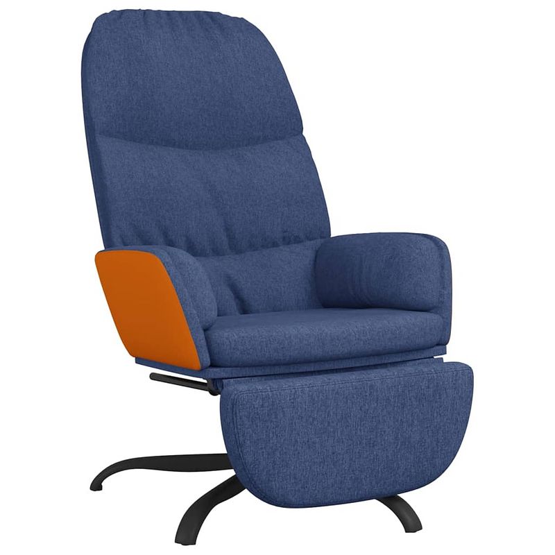 Foto van Vidaxl relaxstoel met voetenbank stof blauw