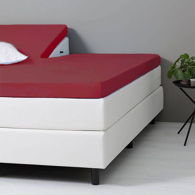 Foto van Splittopper hoeslaken katoen - bordeaux - 180x200 cm - bordeaux - dekbed discounter - dekbed-discounter.nl