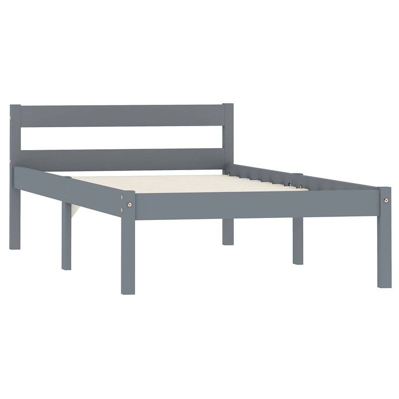 Foto van The living store bedframe grenenhout - 206 x 106 x 50 cm - grijs