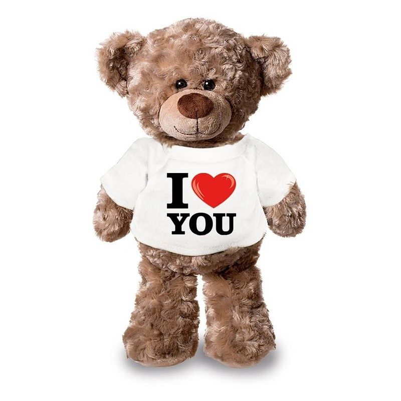 Foto van Knuffel teddybeer met i love you shirt 43 cm - knuffelberen