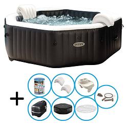 Foto van Intex - jet & bubble deluxe - jacuzzi - 201 x 71 cm - zwart - inclusief toebehoren