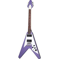 Foto van Epiphone kirk hammett 1979 flying v purple metallic elektrische gitaar met hard case