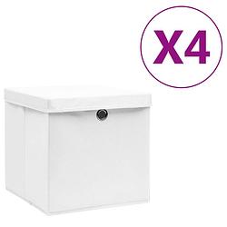 Foto van Vidaxl opbergboxen met deksel 4 st 28x28x28 cm wit