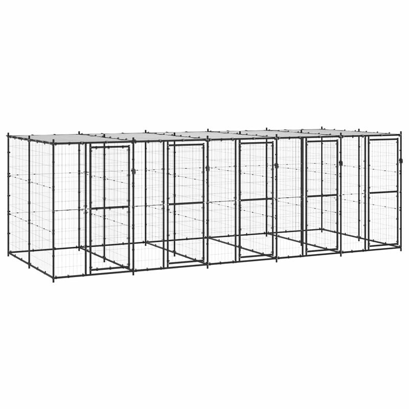 Foto van Vidaxl hondenkennel met dak 12,1 m² staal