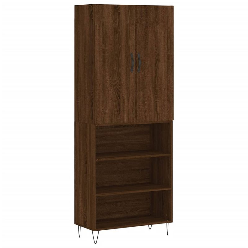 Foto van Vidaxl hoge kast 69,5x34x180 cm bewerkt hout bruin eikenkleur