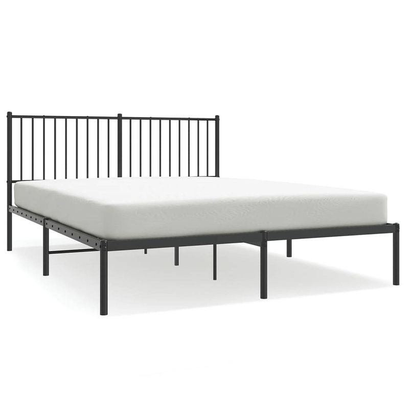 Foto van Vidaxl bedframe met hoofdbord metaal zwart 150x200 cm