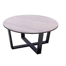 Foto van Yoi - teeburu coffee table 75x35cm. alu black/travertin