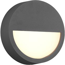 Foto van Led tuinverlichting - wandlamp buitenlamp - trion pido - 9w - warm wit 3000k - rond - mat antraciet - aluminium