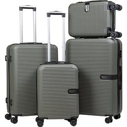 Foto van Lucceti - kofferset 4-delig - handbagage - met wielen - koffers - trolley - milaan - olijfgroen