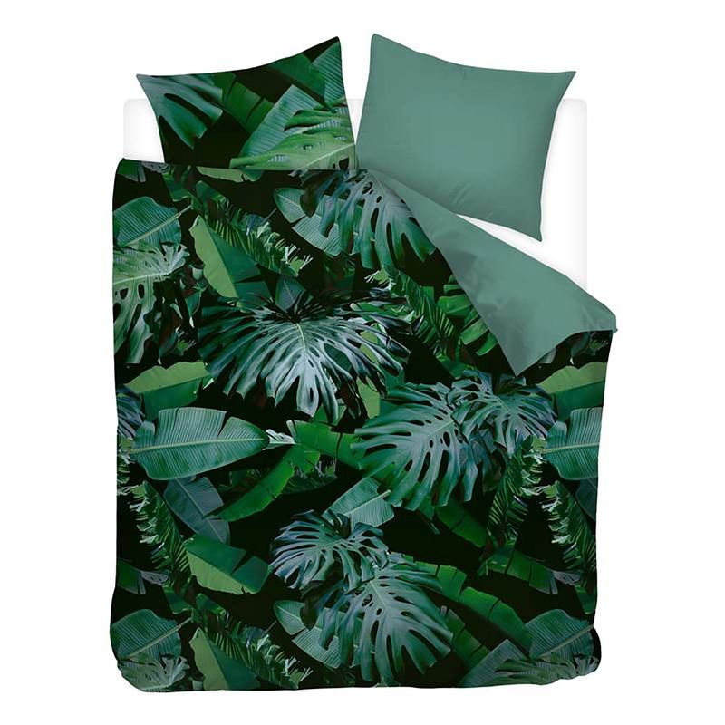 Foto van Snoozing jungle flanel dekbedovertrek - lits-jumeaux (240x200/220 cm + 2 slopen) - flanel - green