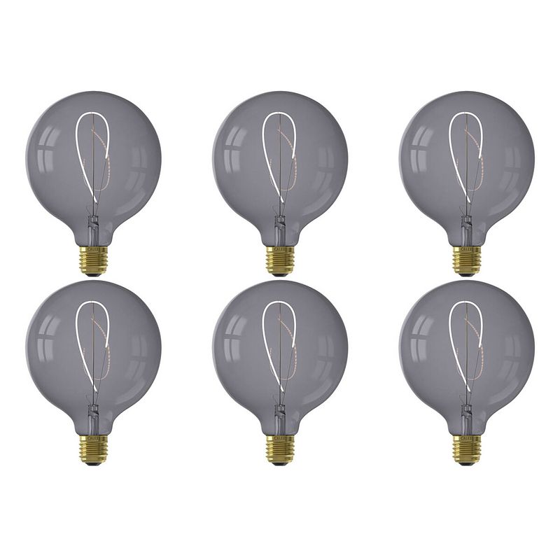 Foto van Calex - led lamp 6 pack - nora topaz g125 - e27 fitting - dimbaar - 4w - warm wit 2200k - grijs