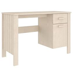 Foto van The living store hamar bureau - massief grenenhout - 113x50x75 cm - honingbruin