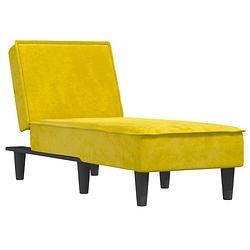 Foto van The living store verstelbare chaise longue - geel - fluwelen bekleding - multiplex frame - 55x140x70 cm