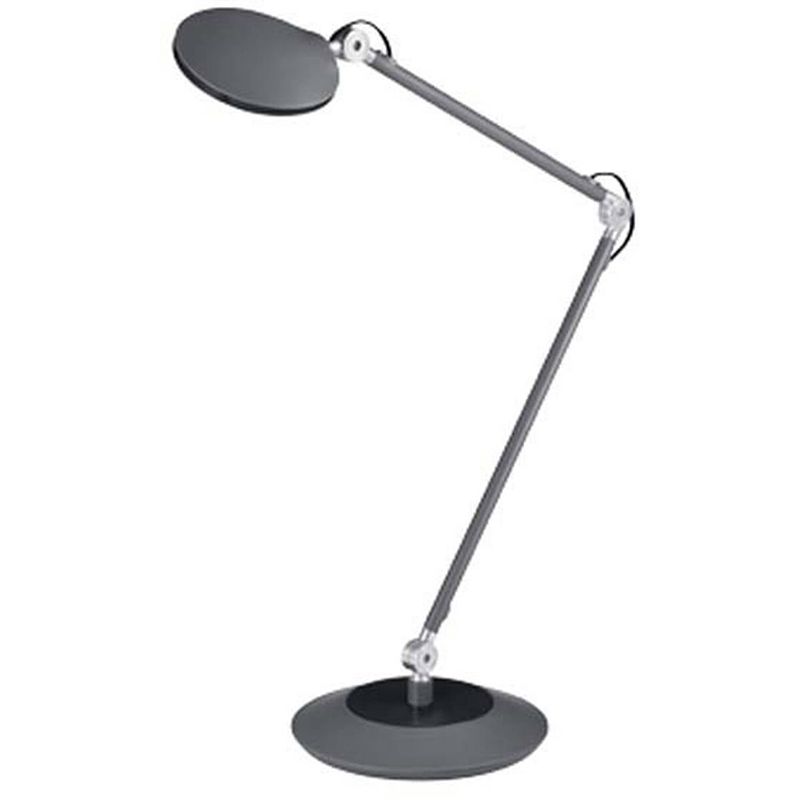 Foto van Led bureaulamp - tafelverlichting - trion rodeo - 6w - warm wit 3000k - rond - mat zwart - aluminium