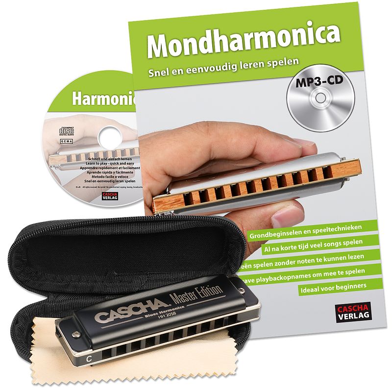 Foto van Cascha hh 1630 nl master edition blues mondharmonica set (+boek)