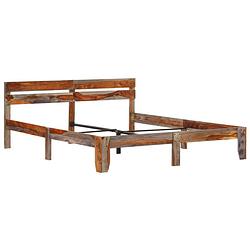 Foto van The living store sheeshamhouten bedframe - grijs - 205 x 145 x 73 cm (l x b x h) - 140 x 200 cm (b x l) - massief