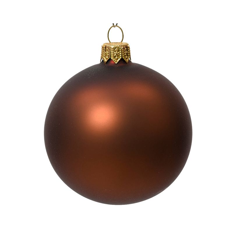 Foto van Decoris - kerstballen glas d8 cm espresso 6st kerst