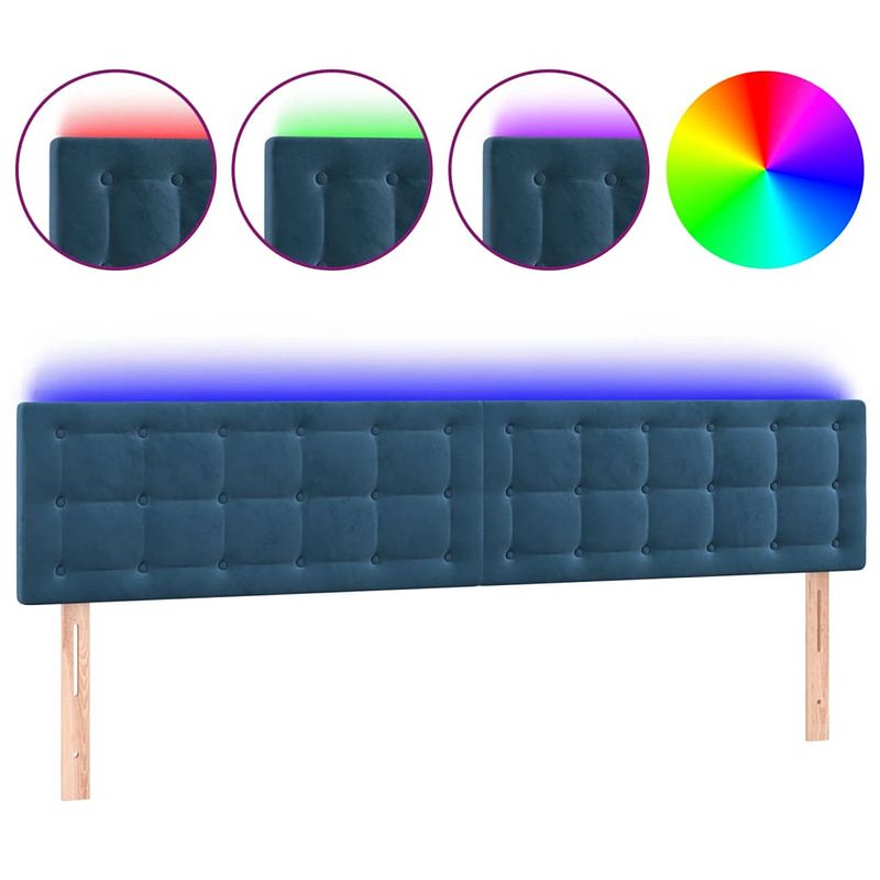 Foto van Vidaxl hoofdbord led 200x5x78/88 cm fluweel donkerblauw