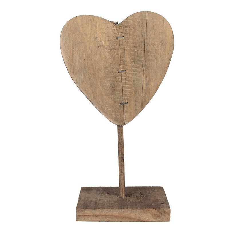 Foto van Clayre & eef decoratie beeld hart 15x8x27 cm bruin hout bruin