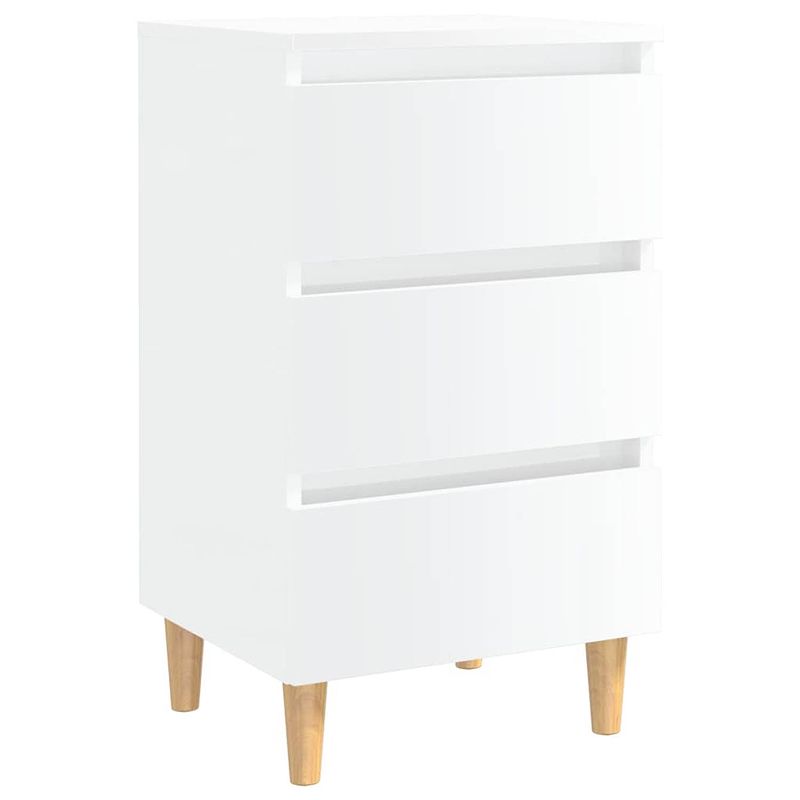 Foto van The living store bedkastje - scandinavisch design - 3 lades - hoogglans wit - 40 x 35 x 69 cm