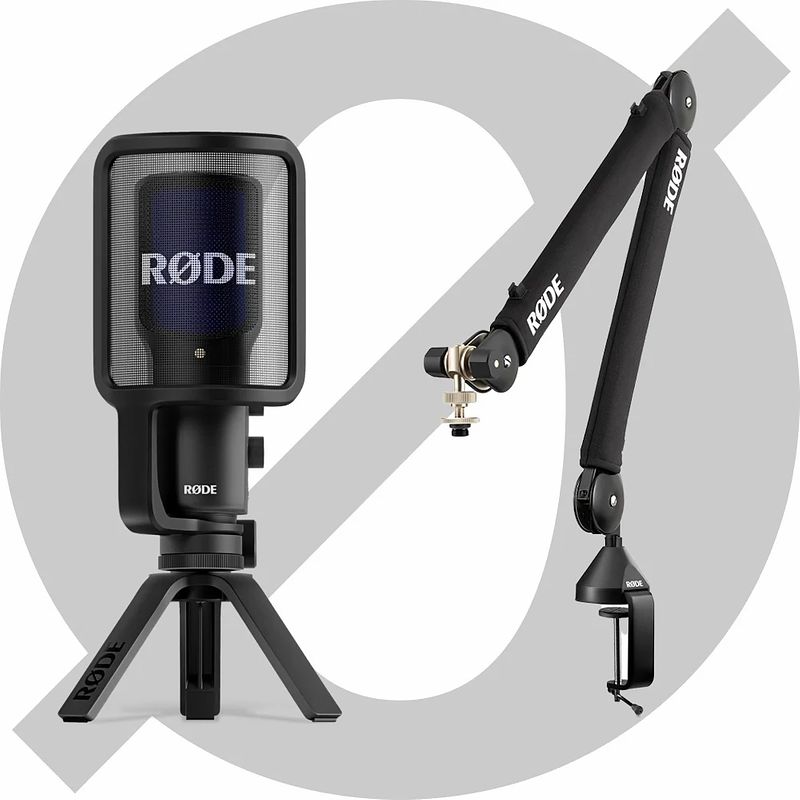 Foto van Rode usb ++ bundle usb microfoon met broadcast arm