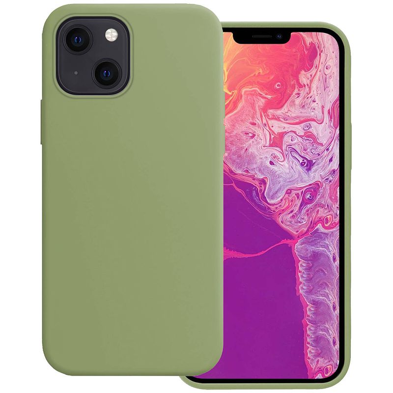 Foto van Basey iphone 13 hoesje silicone case - iphone 13 case groen siliconen hoes - iphone 13 hoes cover - groen