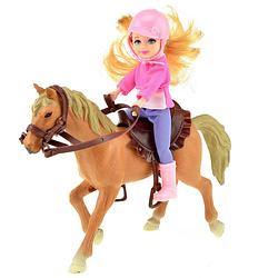 Foto van Toi-toys horses paard met meisje bruin 17 cm