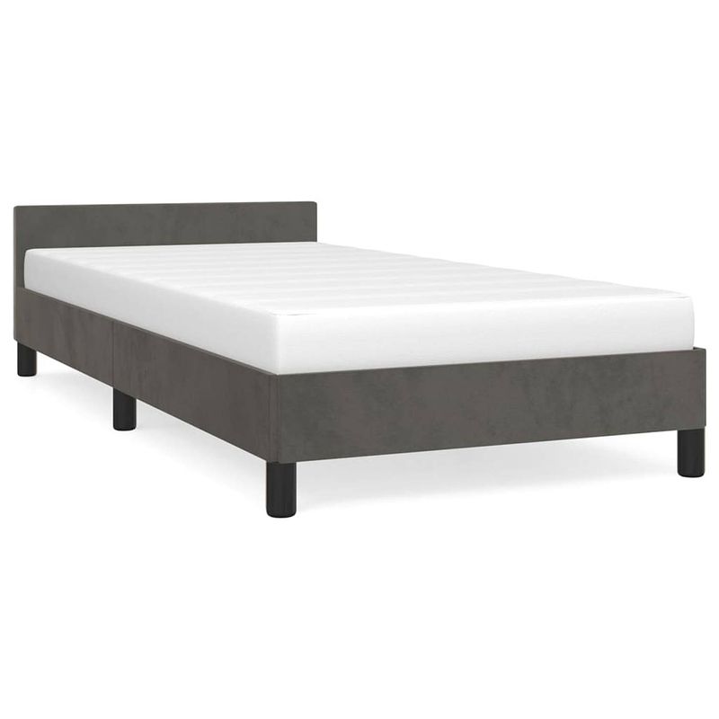 Foto van The living store bedframe donkergrijs fluwelen stof 203x83x50cm - multiplex lattenbodem - matras niet inbegrepen