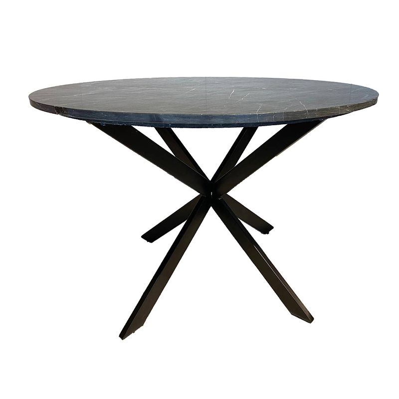 Foto van Livingfurn - ronde eetkamertafel marmer zwart - marmer - 120 cm