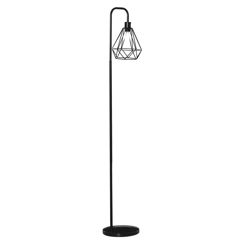 Foto van Vloerlamp industrieel - lampen - staande lamp - stalamp - modern - marmer / zwart ø25 x 152h cm