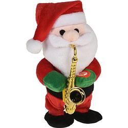 Foto van Christmas decoration kerstman knuffel - 21 cm - met beweging en geluid - kerstman pop