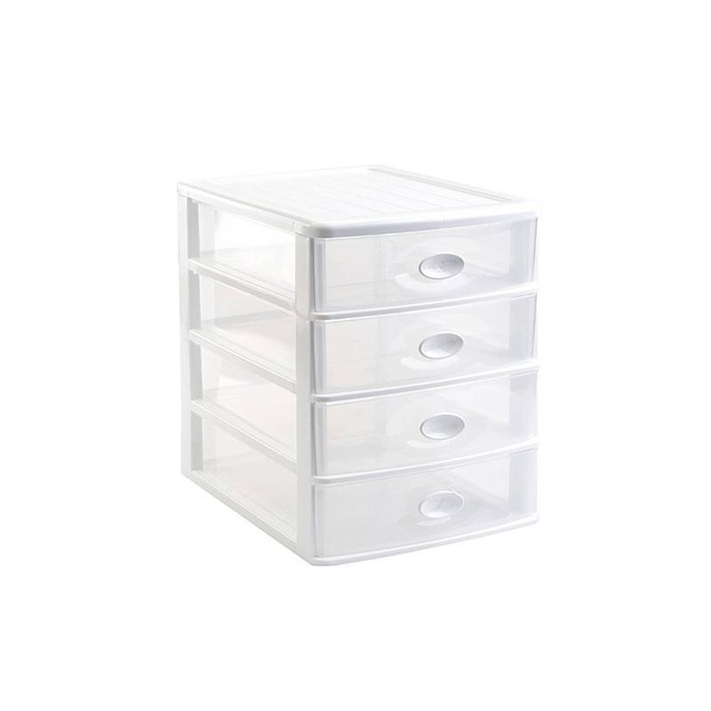 Foto van Ladeblok/bureau organizer met 4x lades wit/transparant l35,5 x b27 x h35 cm - ladeblok