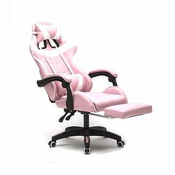 Foto van Gamestoel met voetsteun cyclone tieners - bureaustoel - racing gaming stoel - roze wit