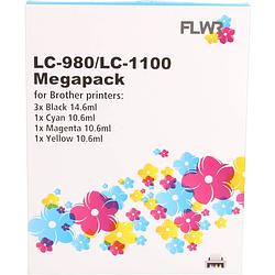 Foto van Flwr brother lc980/1100 megapack zwart en kleur cartridge