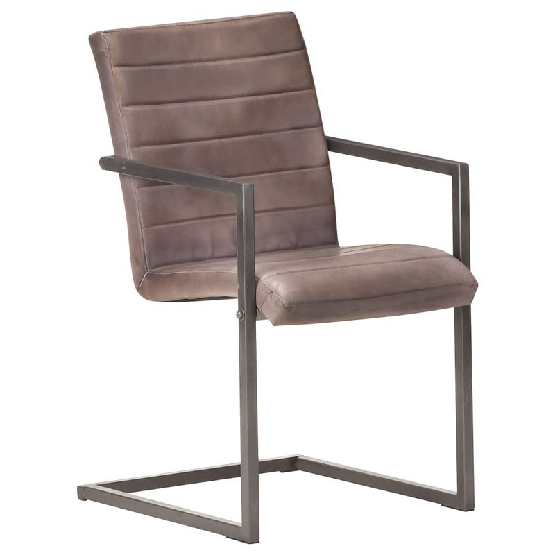 Foto van The living store retro eetkamerstoelen - bruin leer - 51 x 56 x 91 cm - gunmetal frame