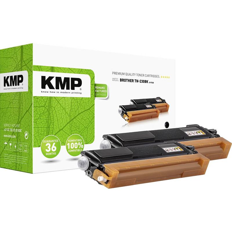 Foto van Kmp toner set van 2 vervangt brother tn-230bk, tn230bk compatibel zwart 4400 bladzijden b-t32d