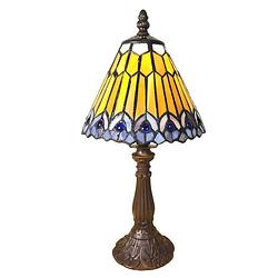 Foto van Lumilamp tiffany tafellamp ø 20*34 cm bruin kunststof glas tiffany bureaulamp tiffany lampen glas in lood bruin