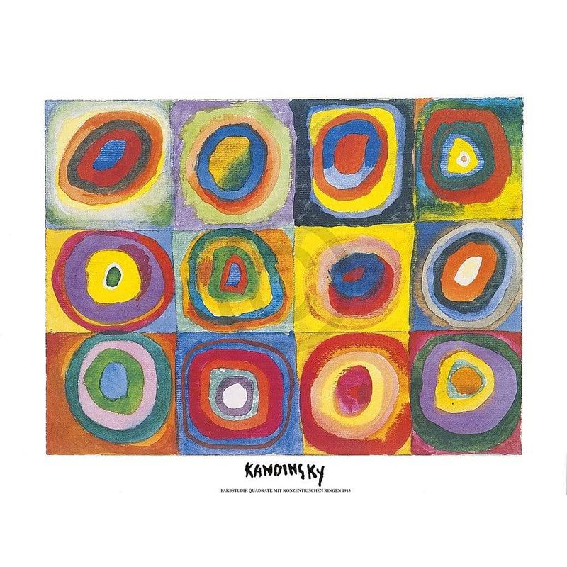 Foto van Wassily kandinsky - farbstudie quadrate kunstdruk 80x60cm