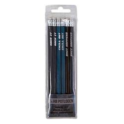 Foto van Verhaak potloden hb 18,8 cm blauw/zwart hout 6 stuks